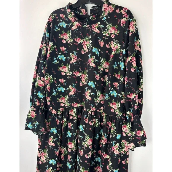 Modcloth Floral Print Mock Neck LS Dress Women's Plus Size 4X *Belt NOT Included - Picture 10 of 12